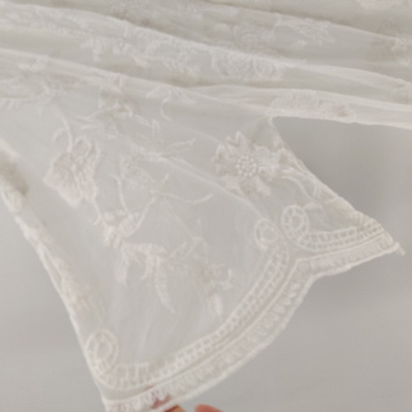 Now N Forever Lace Mesh Open Duster White OS Long Kimono Swim Cover - Picture 4 of 7